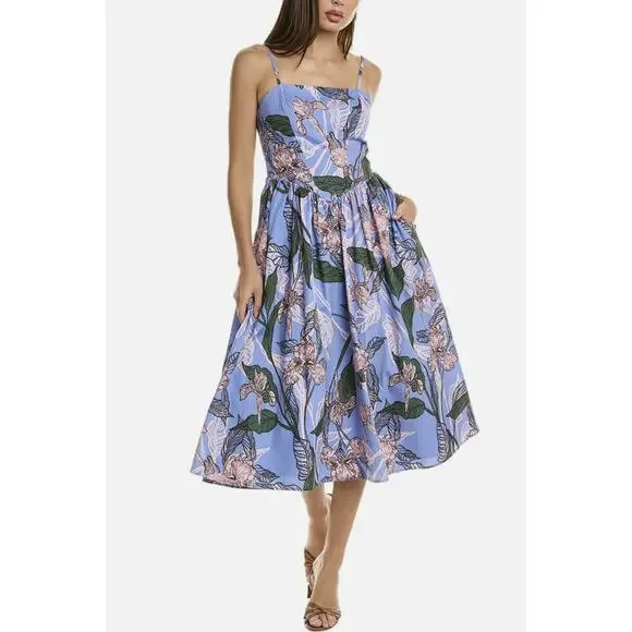 Anthropologie Hutch Sleeveless Drop-waist Midi Dress In Peri Inked Iris - Picture 1 of 7